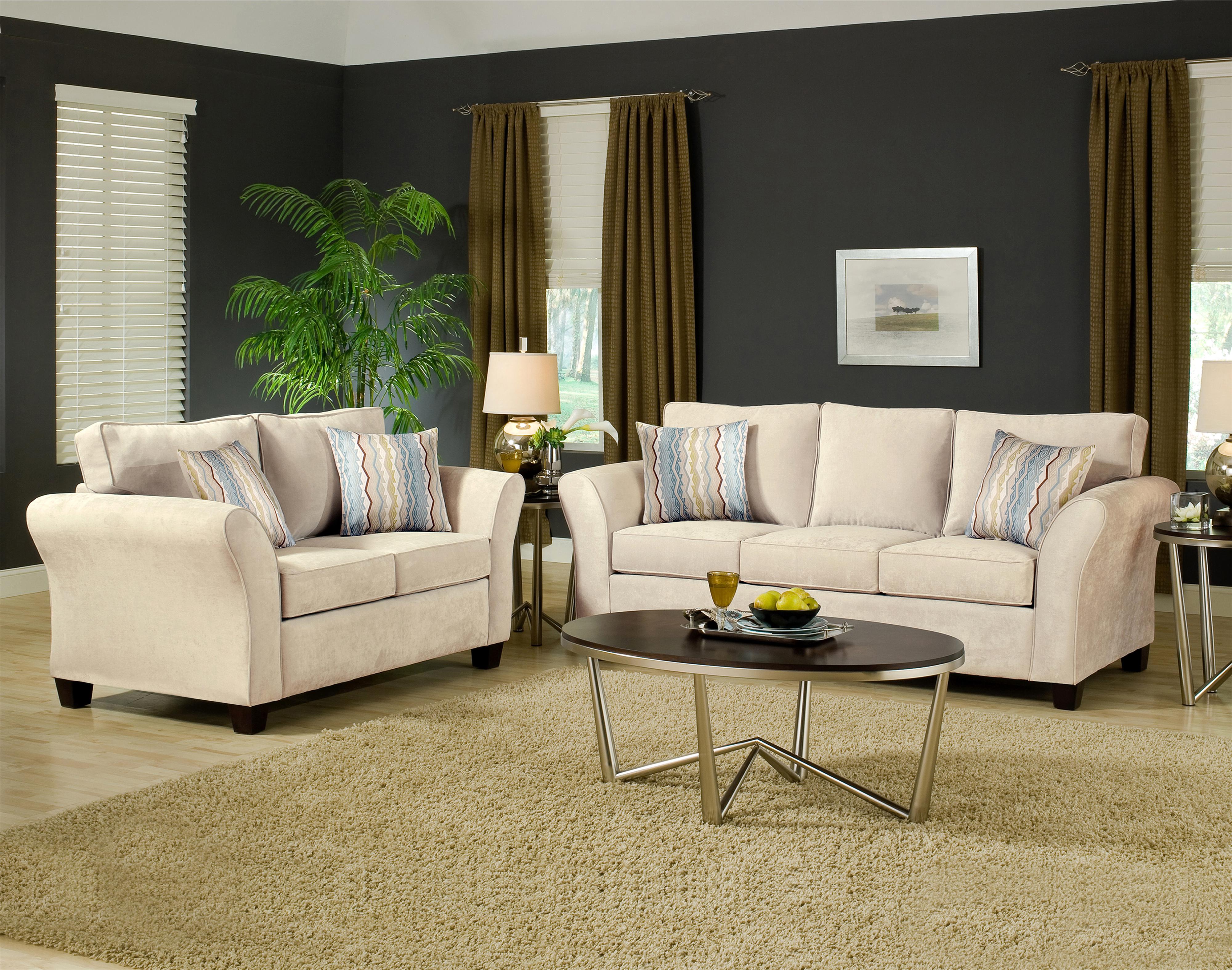 Belfort Essentials Addison Stationary Love Seat with Flared Arms and